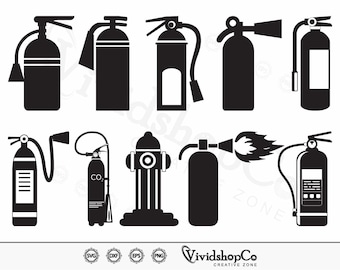 消火器 SVG、消火器 svg、クリップアート、シルエットのカットファイル、Cricut のファイル、ベクター、dxf、png、デザイン