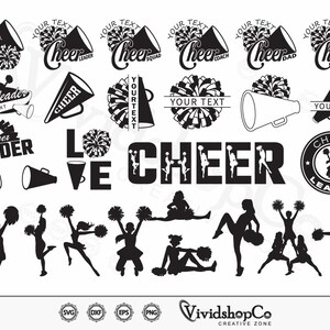 Cheerleader SVG, Pom Pom svg, megafoon svg, Tumbling, cheer svg, sport svg, clipart, gesneden bestanden voor silhouet, Cricut, Vector, dxf, png,