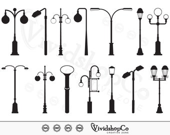 Street Lights SVG, Street Lamp svg, Lights svg, Lamp svg, Clipart, Cut Files for Silhouette, Files for Cricut, Vector, dxf, png, Design