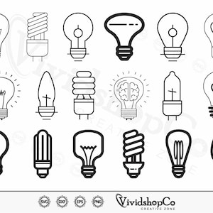 Bombilla SVG, Bombilla SVG, Bombilla SVG, Bobina SVG, Clipart, Archivos de corte para Silhouette, Archivos para Cricut, Vector, dxf, png, Diseño