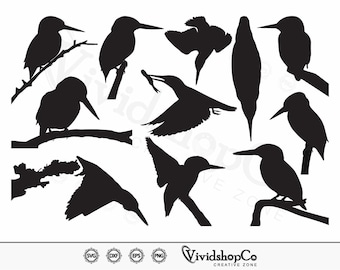 Eisvogel SVG, Vogel svg, Clipart, Schnittdateien für Silhouette, Cricut, Vektor, dxf, png, Design