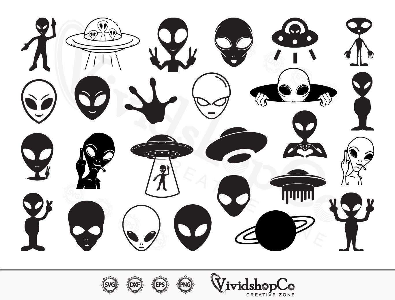 Alien ufo face extraterrestrial svg/alien clipart/alien -  Portugal