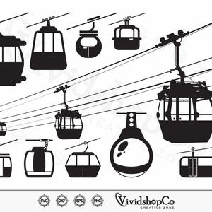 Cable car SVG, Gondola Lift svg, Aerial Tramway svg, Clipart, Cut Files for Silhouette, Files for Cricut, Vector, dxf, png, Design