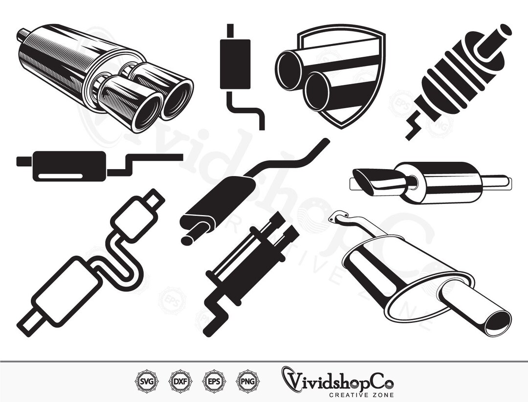 Exhaust Pipe SVG, Car Exhaust Pipe Svg, Exhaust Svg, Mechanic Svg, Car Parts Svg, Clipart
