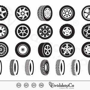 Wheel svg, Tire Svg, Car Wheel svg, Wheel Clipart, Cut Files for Silhouette, Files for Cricut, Vector, dxf, png, Design