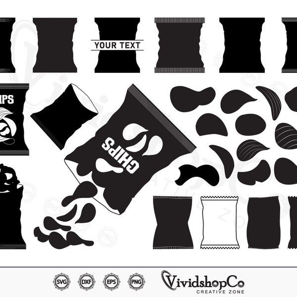 Chips SVG, Chips Packet svg, Chips Bag svg, Potato chips bag, Clipart, Cut Files for Silhouette, Files for Cricut, Vector, dxf, png, Design