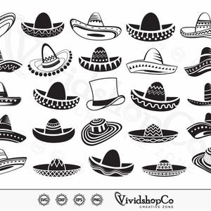 Sombrero SVG, Sombrero Vector, Maxican Fiesta Sombrero, Maxican Hat svg, Cut file, for silhouette, svg, eps, dxf, png, clipart cricut