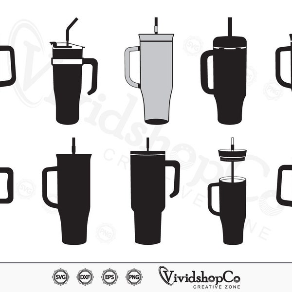 40 Oz Tumbler SVG, Stanley Cup Inspired, Quencher cup svg, stanley cup sticker, Clipart, Cut Files for Silhouette, Cricut, Vector, dxf, png,