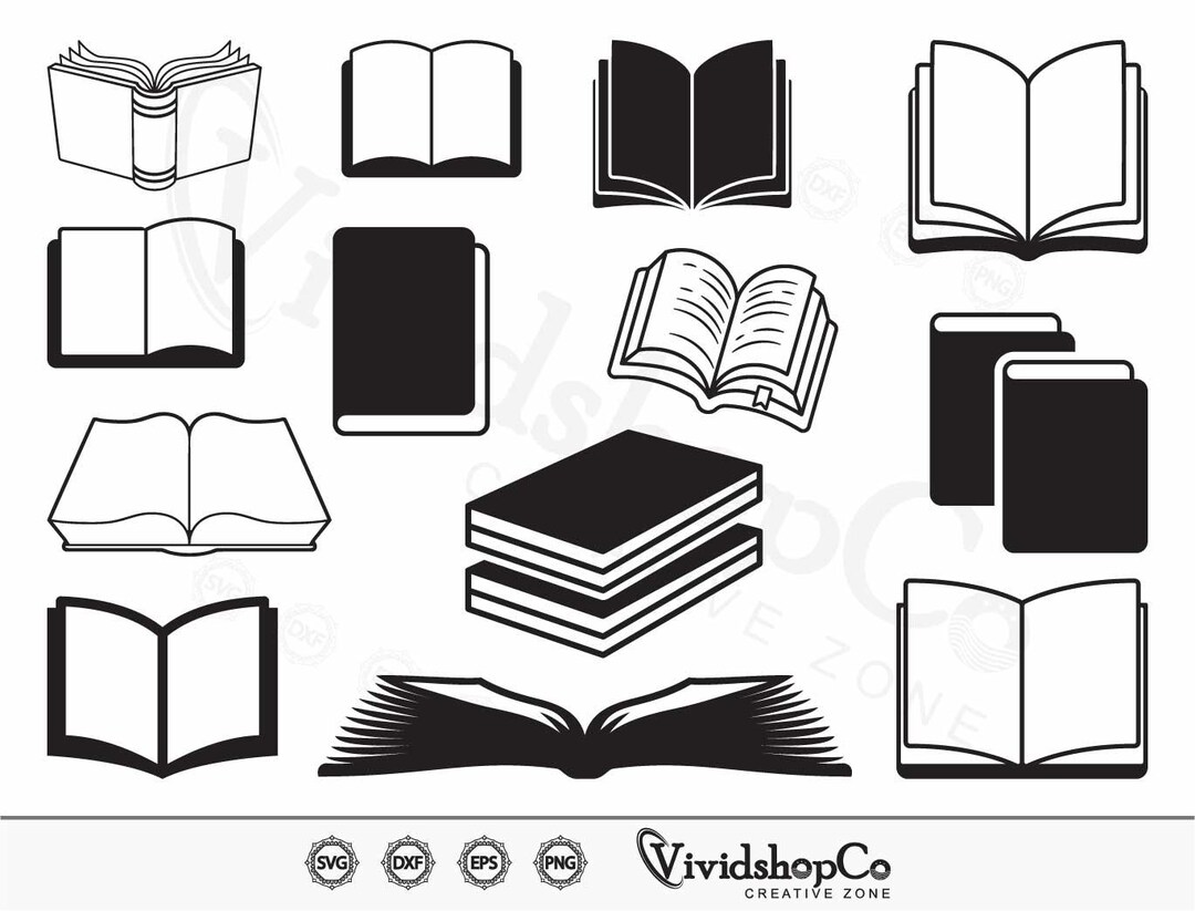 Cuttable Book Open Book SVG, Book Svg, Library Svg, Reading Svg, Vector, Silhouette ...