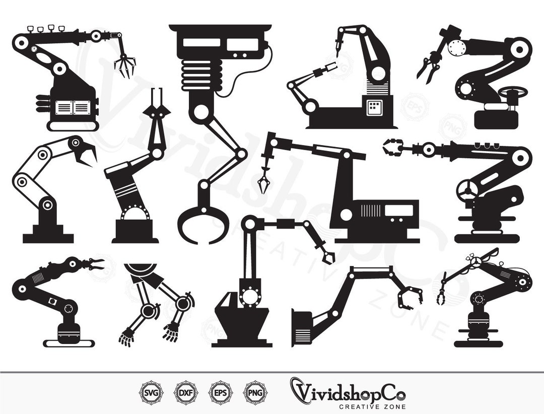 Robotic Arms SVG, Robot Svg, Industrial Svg, Manufacturing Svg, Clipart, Cut Files for
