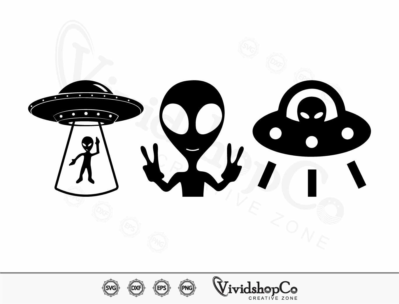 Alien SVG Bundle, Ufo Svg, Aliens Dxf, Ufo Png, Ufo Eps, Aliens Vector ...