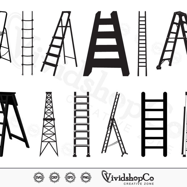 Ladder SVG, Step Ladder Svg, Wooden Ladder Svg, Firefighter Ladder Svg, Ladder Step SVG, Cut file, for silhouette, svg, eps, dxf, png