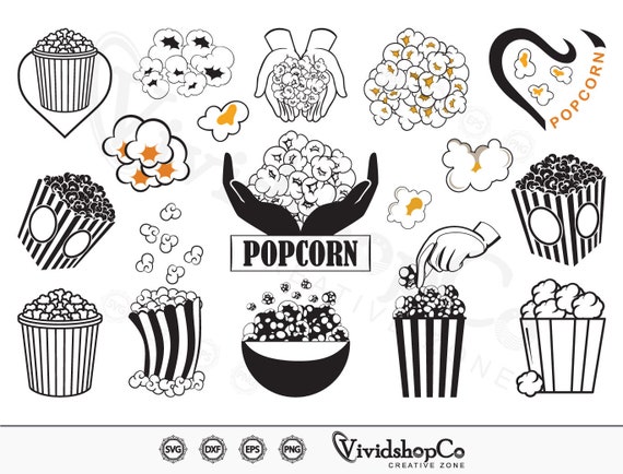 Popcorn SVG, Clipart, Cut Files for Silhouette, Files for Cricut, Vector,  Dxf, Png, Design - Etsy