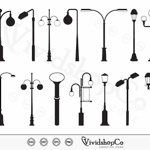 Street Lights SVG, Street Lamp svg, Lights svg, Lamp svg, Clipart, Cut Files for Silhouette, Files for Cricut, Vector, dxf, png, Design