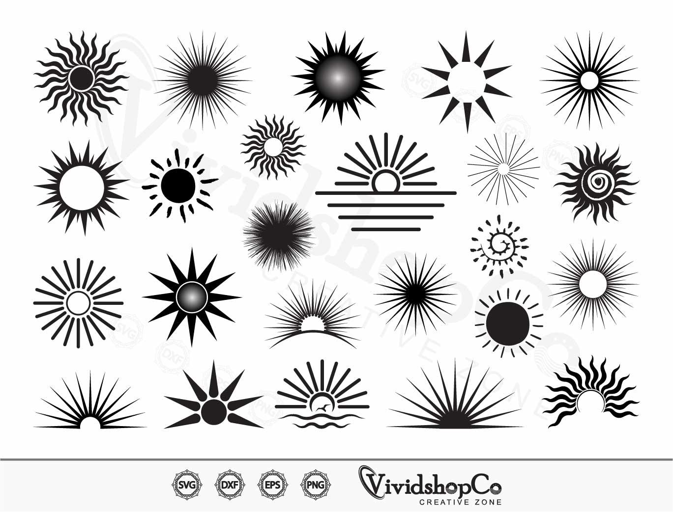 Sun Rays Dxf Sun SVG Bundle, Sun Svg, Sunset Svg, Sun Clipart, Sun Cut Files for ...
