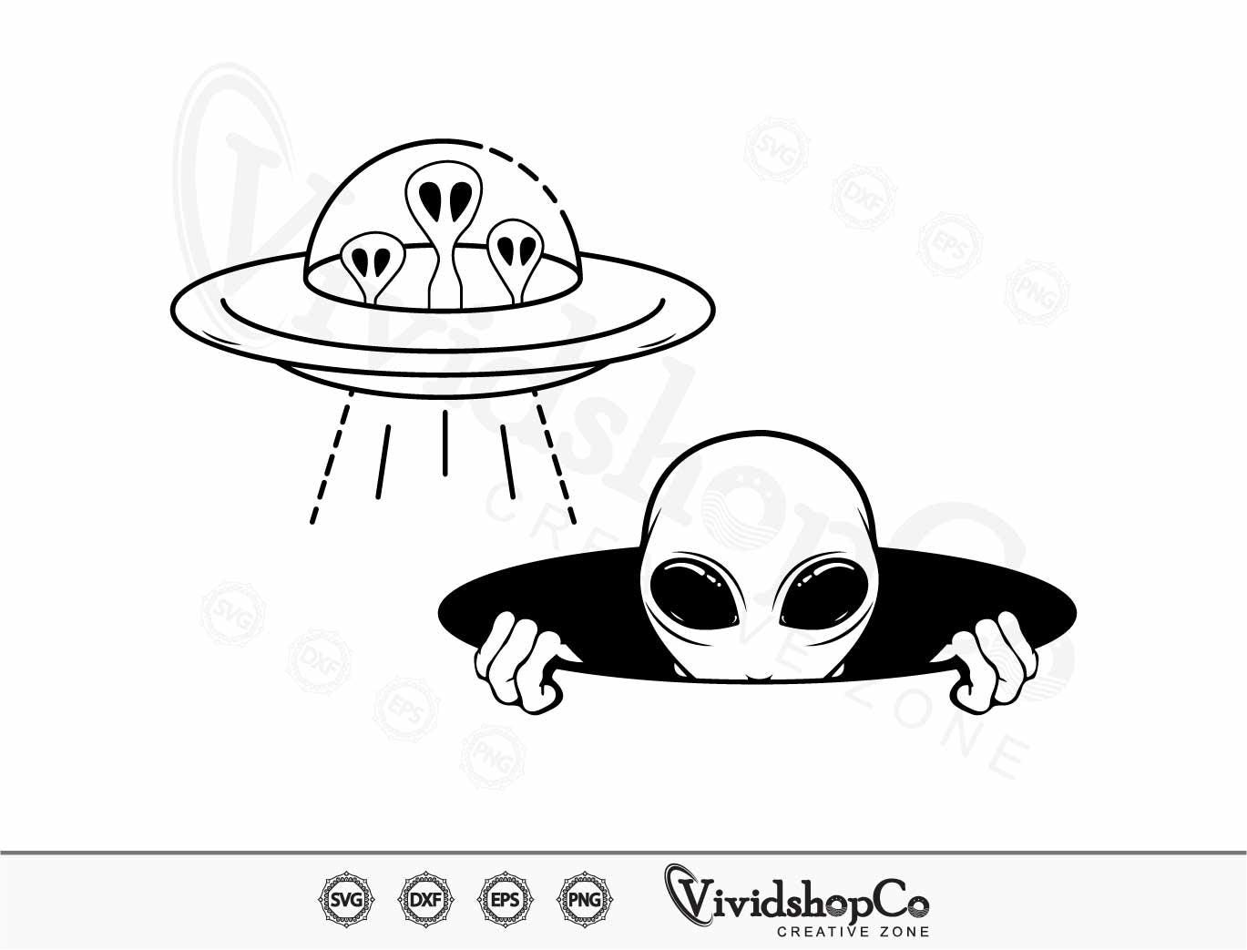 Alien SVG Bundle, Ufo Svg, Aliens Dxf, Ufo Png, Ufo Eps, Aliens Vector ...