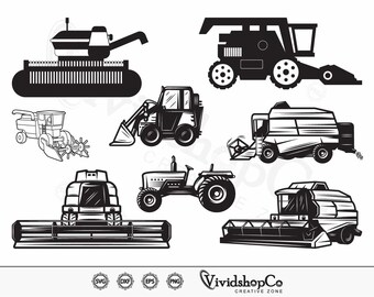 Combine Harvester SVG, Farm, Combine, Wheat Harvester, Corn Head svg, Clipart, Cut Files for Silhouette, Files for Cricut, Vector, dxf, png