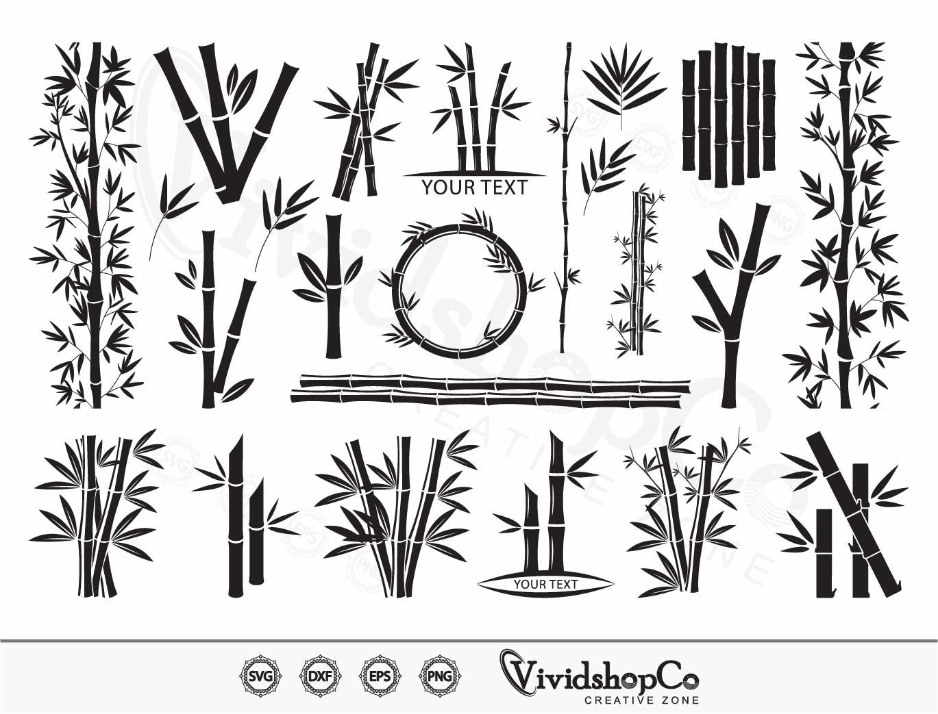 Bamboo SVG, Cane Pole, Pole, Stick, Leaf, Bamboo Clipart, Cut Files for Silhouette, Files for Cricut, Vector, dxf, png, Design