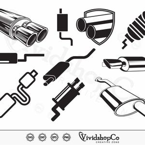 Exhaust Pipe SVG, Car exhaust pipe svg, Exhaust svg, Mechanic svg, Car Parts svg, Clipart, Silhouette, Files for Cricut, Vector, dxf, png