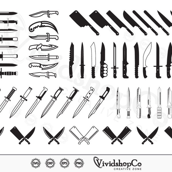 Knife SVG, Kitchen knife svg, Pocket Knife svg, Knives svg, Clipart, Cut Files for Silhouette, Files for Cricut, Vector, dxf, png, Design