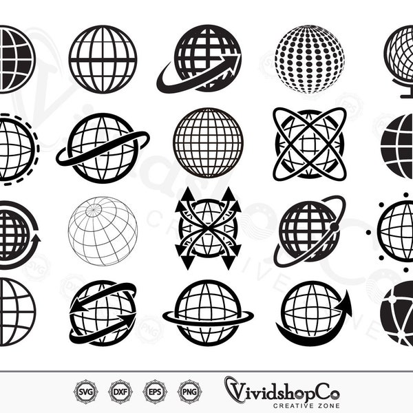 Globe svg, World Globe svg, Planet Earth svg, Earth svg, Clipart, Cut Files for Silhouette, Files for Cricut, Vector, dxf, png, Design