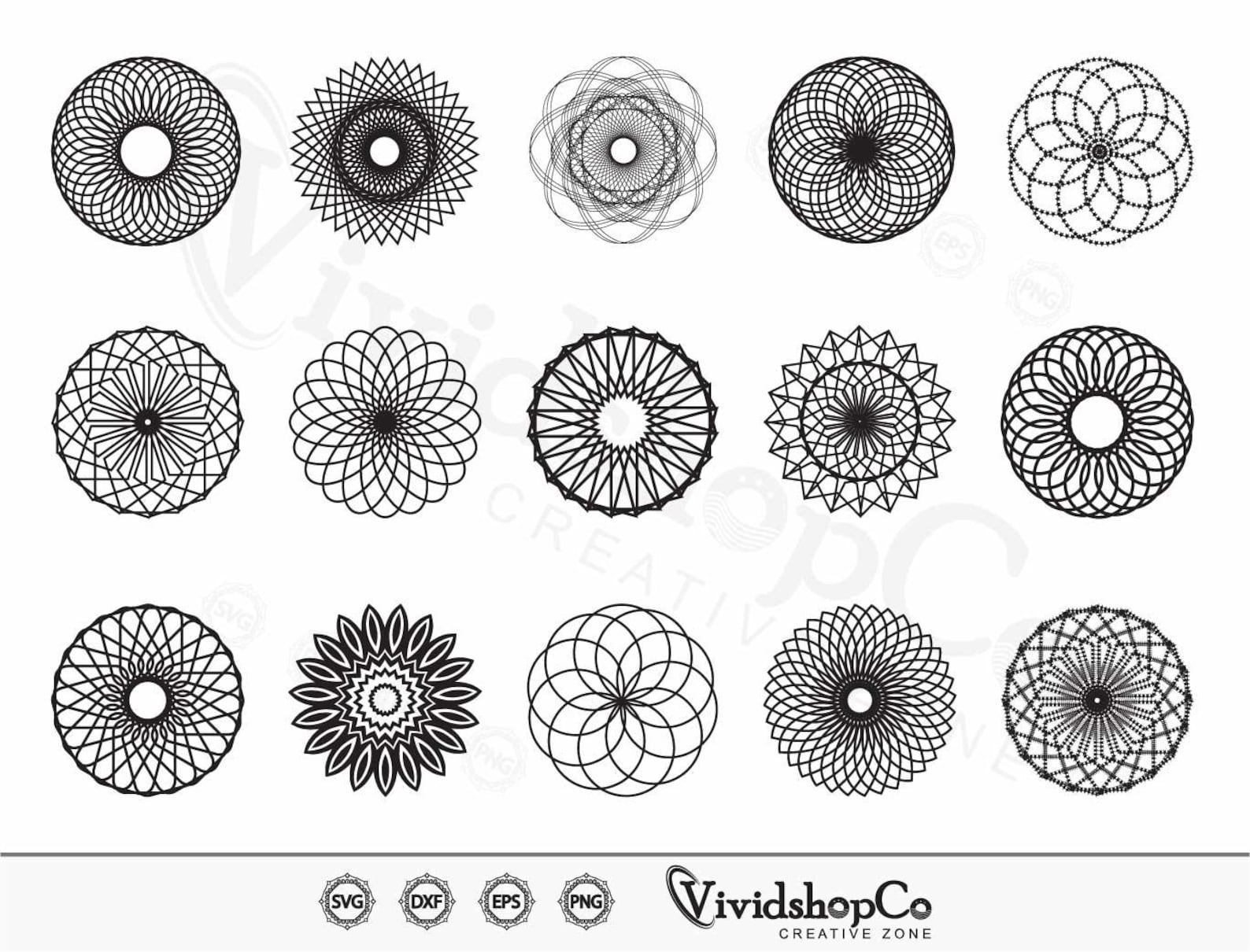 Spirograph SVG, Clipart, Cut Files for Silhouette, Files for Cricut ...