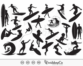Surfen SVG-bundel, surfen SVG, surfplanken SVG, surfen clipart, knippen voor bestand, silhouet, Vector, dxf, eps, png, ontwerp.