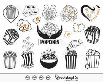 Palomitas de maíz SVG, Clipart, Archivos de corte para Silhouette, Archivos para Cricut, Vector, dxf, png, Diseño