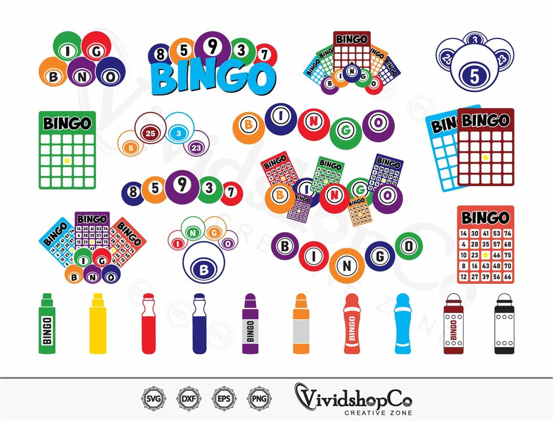 Bingo SVG, Bingo Balls Svg, Bingo Card Svg, Bingo Dauber Svg, Bingo Coloring Svg, Cut File for