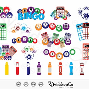 Bingo #1 SVG, Bingo balls svg, bingo card svg, bingo Dauber svg, bingo coloring svg, Cut file for silhouette, svg, eps, dxf, png, clipart