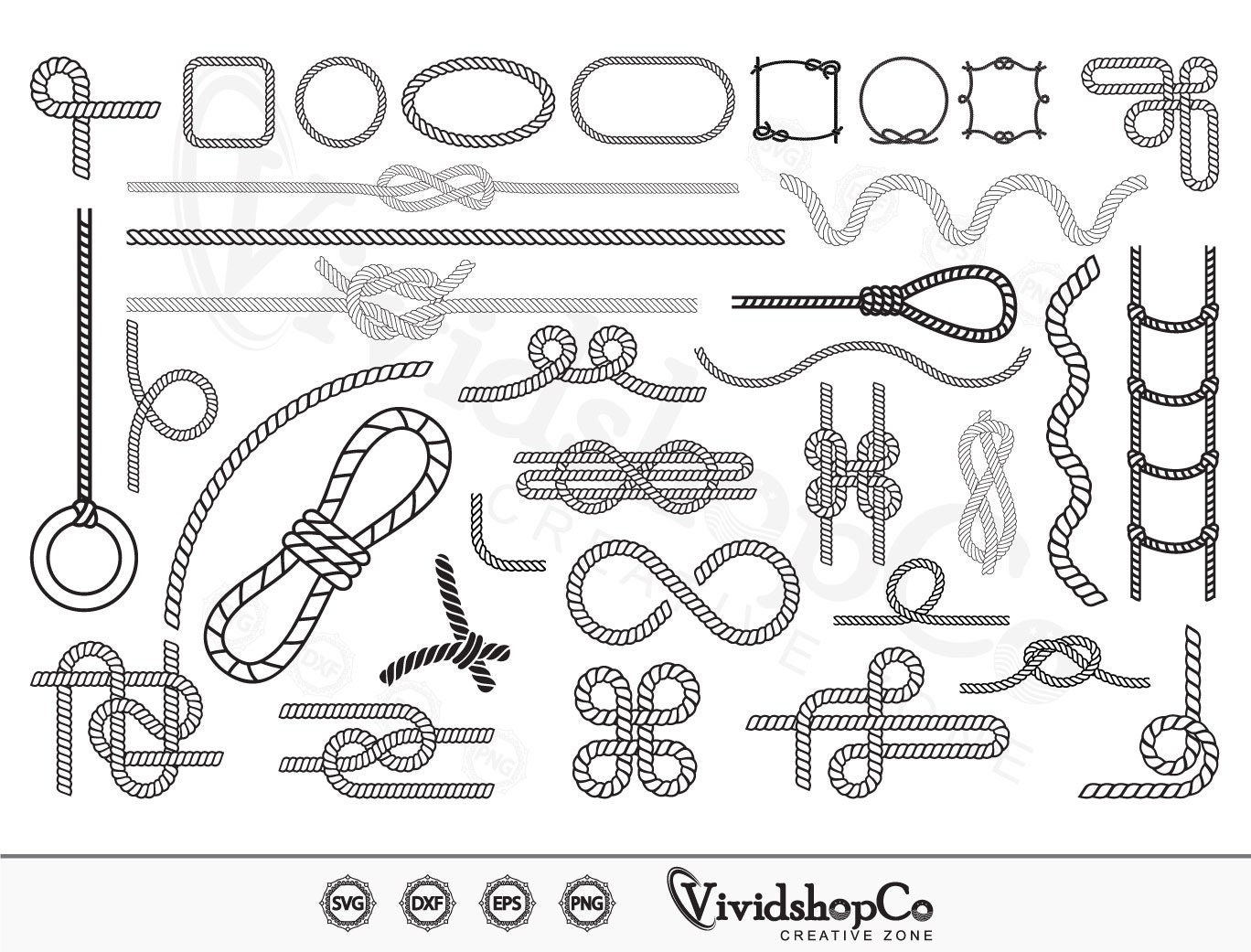 Rope SVG, Nautical Rope svg, Nautical Knot svg, Rope Frame svg, Clipart,  Cut Files for Silhouette, Files for Cricut, Vector, dxf, png