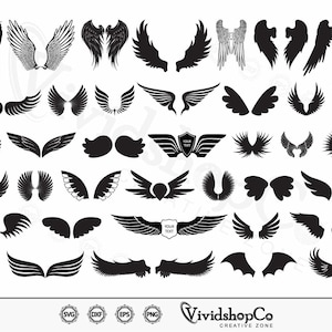 Wings svg, Angel wing svg, wing svg, angel svg, Wings Clipart, Cut Files for Silhouette, Files for Cricut, Vector, dxf, png, Design