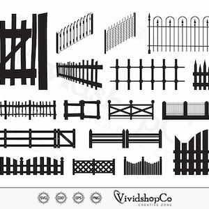 Fence SVG, Picket Fence svg, Wooden Fence, Board Fence svg, Clipart, Cut Files for Silhouette, Files for Cricut, Vector, dxf, png, Design