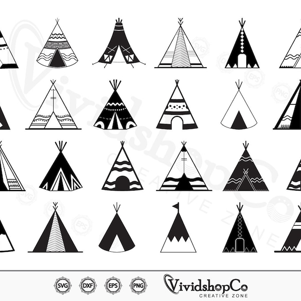 Tipi svg, Tipi Tent svg, Tepee svg, Indian Teepee svg, Clipart, Cut Files for Silhouette, Files for Cricut, Vector, dxf, png, Design