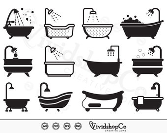 Badkuip SVG, Tub svg, Hot bath svg, Badkuip svg, Bad svg, Clipart, Cut Files for Silhouette, Files for Cricut, Vector, dxf, png, Design