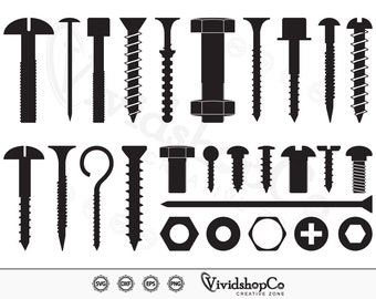 Bolt Screw SVG, Bolt and nut svg, Hardware Tool svg, Bolt svg, Screw Tools svg, Clipart, Cut Files for Silhouette, Cricut, Vector, dxf, png