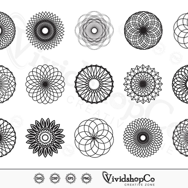 Spirograph SVG, Clipart, geschnittene Dateien für Silhouette, Dateien für Cricut, Vektor, dxf, png, Design