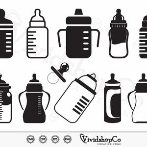 Babyvoedingfles SVG, babyfles svg, fles svg, clipart, gesneden bestanden voor silhouette, bestanden voor Cricut, Vector, dxf, png, ontwerp