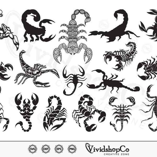 Scorpion SVG, Tribal Scorpion svg, Clipart, Cut Files for Silhouette, Files for Cricut, Vector, dxf, png, Design
