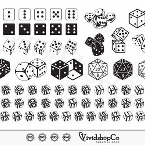 Dice SVG, Gambling svg, Dice Font svg, Dice Faces, Game Dice svg, Clipart, Cut Files for Silhouette, Files for Cricut, Vector, dxf, png
