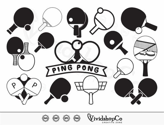 Ping Pong SVG, Ping pong paddle svg, Table tennis racket svg, Ping pong racket svg, Cut file for silhouette, svg, eps, dxf, png, clipart