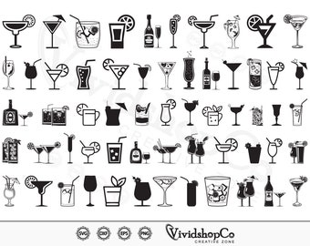 Cocktail SVG, Alcohol Glass svg, Shot Glass svg, Drink svg, Clipart, Cut Files for Silhouette, Files for Cricut, Vector, dxf, png, design