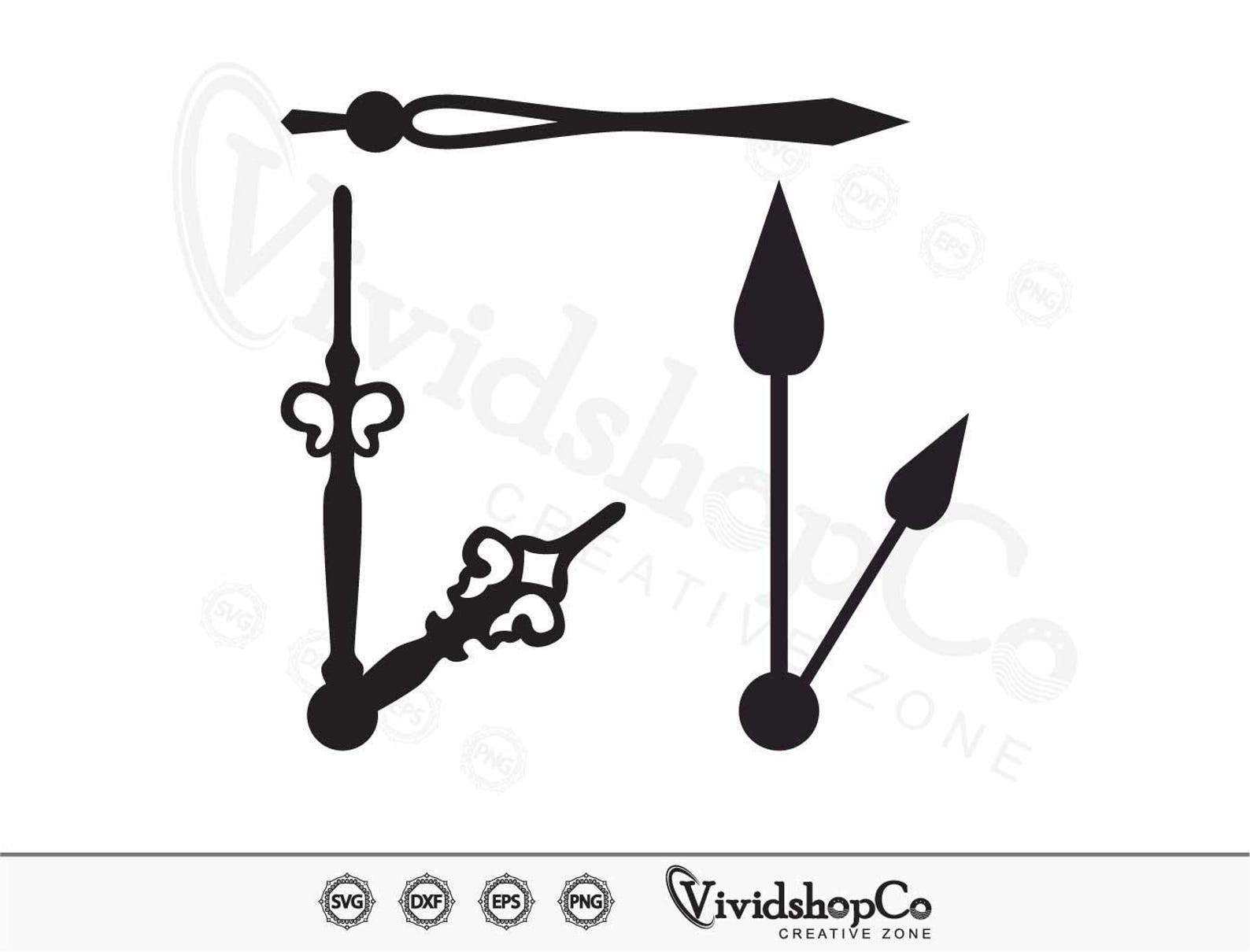 Clock Hands SVG, Clock Hands Vector, Silhouette, Cricut File, Clipart ...
