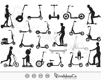 Kick Scooter SVG, Electric Scooter, Scooter, Sports, Kick svg, Clipart, Cut Files for Silhouette, Files for Cricut, Vector, dxf, png, Design