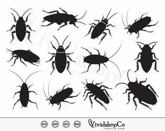 SVG-bestand kakkerlak: Clipart insecten, silhouet voorn (digitale download