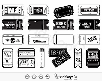 Ticket SVG, Blank Ticket, Admission Ticket, Movie Ticket, Admit One, Clipart, Cut Files for Silhouette, Files for Cricut, Vector, dxf, png