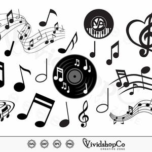 Musiknoten svg, Musik svg, Musiknoten Clipart, Musiknoten Cut-Dateien für Silhouette, Dateien für Cricut, Vektor, Dxf, PNG, Design