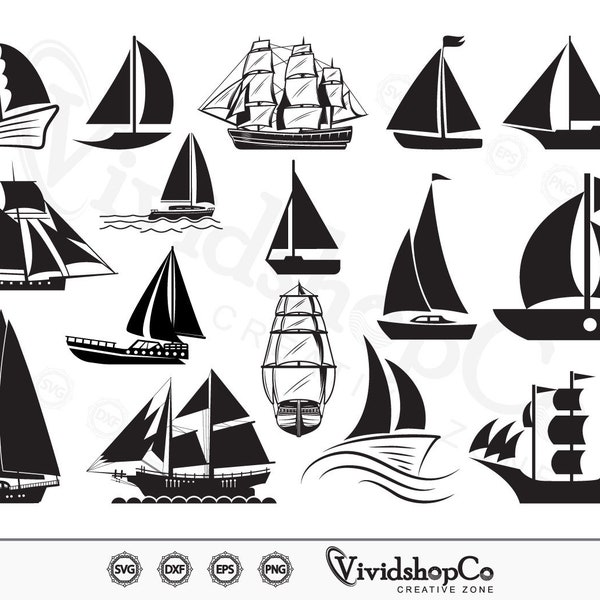 Sailboats SVG, Sailing Boat svg, Sailing svg, Sailboat Clipart, Cut Files for Silhouette, Files for Cricut, Vector, dxf, png, Design