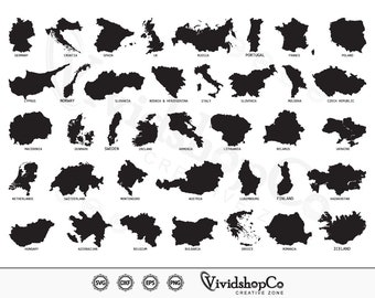 Countries Map svg, World Map svg, Map svg, States svg, Clipart, Cut Files for Silhouette, Files for Cricut, Vector, dxf, png, Design