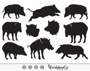 Wildschwein SVG, Wildschwein SVG, Clipart, Schnittdateien für Silhouette, Dateien für Cricut, Vektor, Dxf, PNG, Design